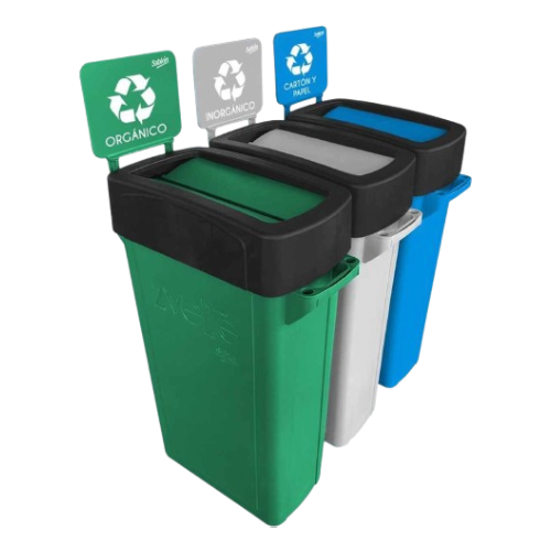 Pz. Centro Separación Zvelte c/Tapa Abatible 3 Botes Gris/Verde/Azúl 7959- Sablón