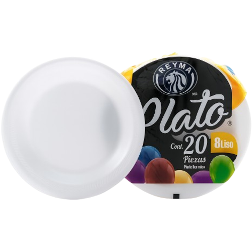Paq. Plato Termico Liso #8 c/20 pzas
