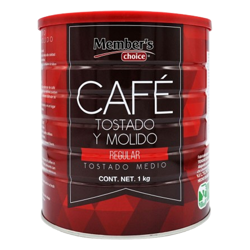 Lata Cafe Regular Tostado Molido 1 Kg - Member's Choice